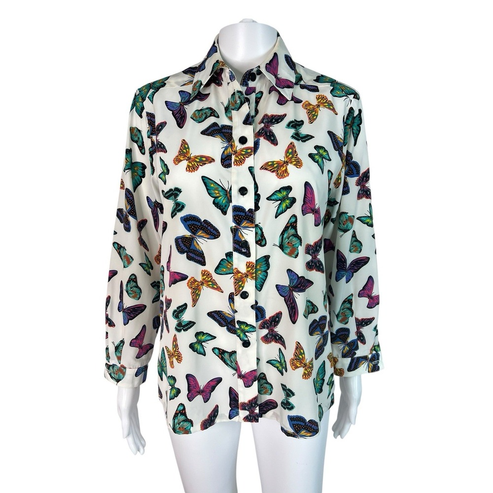 Vintage 80s Da-Rue Of California Blouse Women's Top Classic Flowy White Size 6P